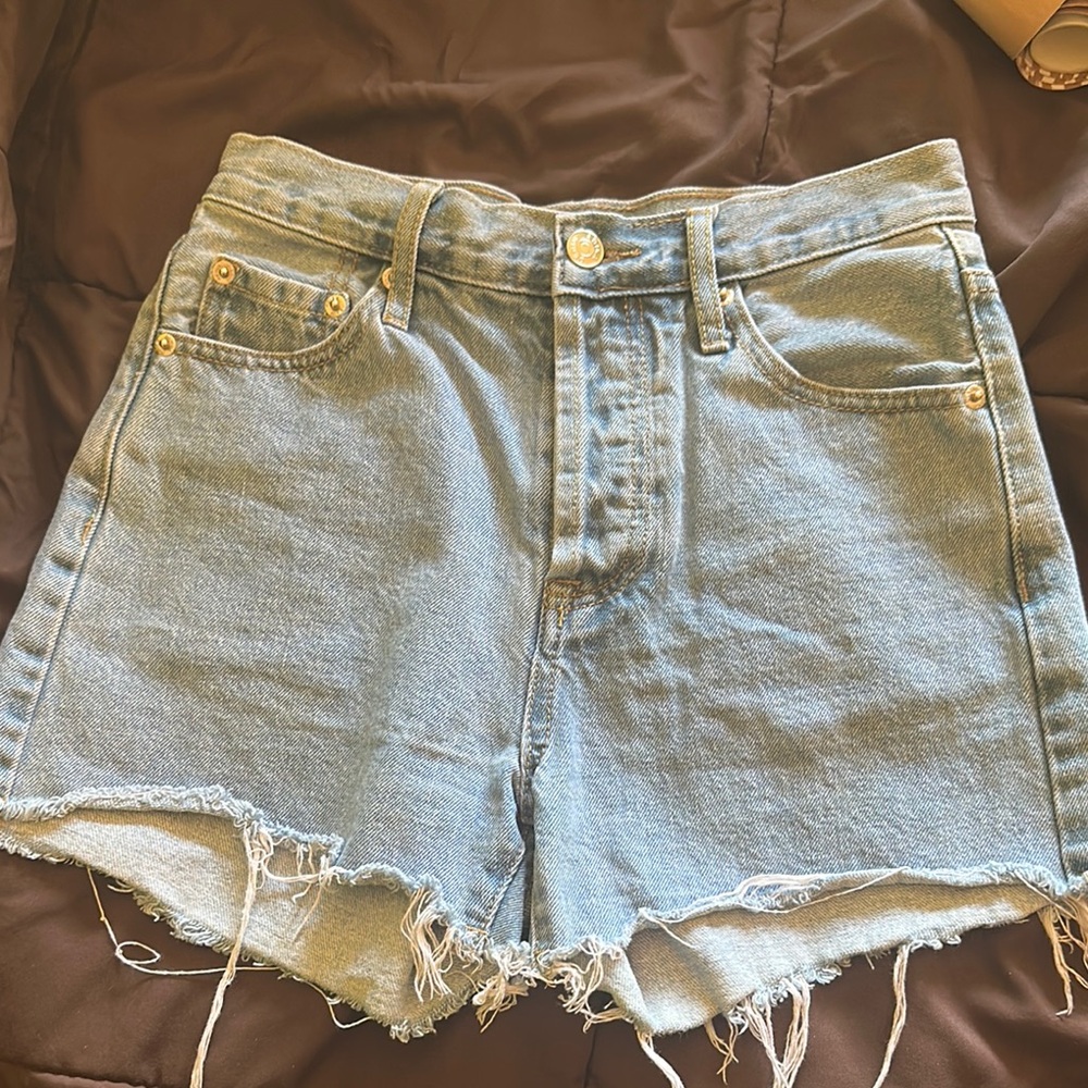 Denim Frayed Hem Women's Shorts